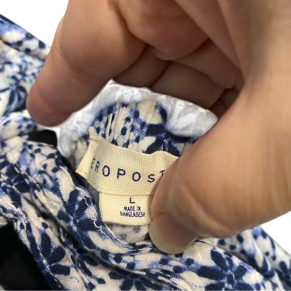 Aeropostale Floral Blue double tie back Dress Large garden girl peasant rayon - Picture 9 of 11